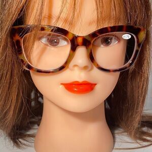 1138 Mona Reading Glasses 1.75 Sq Eyeglasses Tortoise Frames Readers NWT